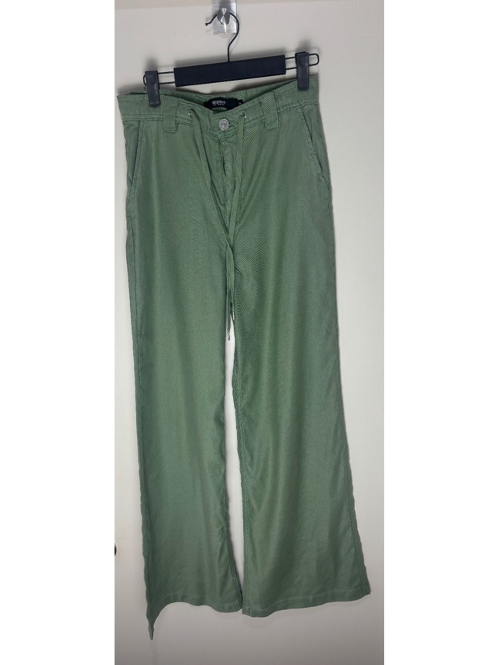 Hudson Los Angeles Drawstring Pants 25 Green Linen Lyocell Wide Leg NWOT